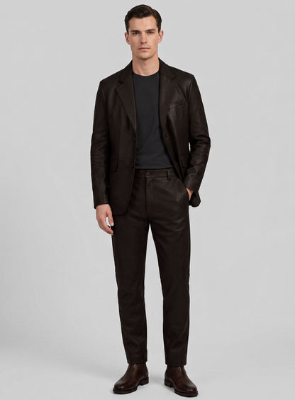 Dark Brown Lambskin Leather Suit