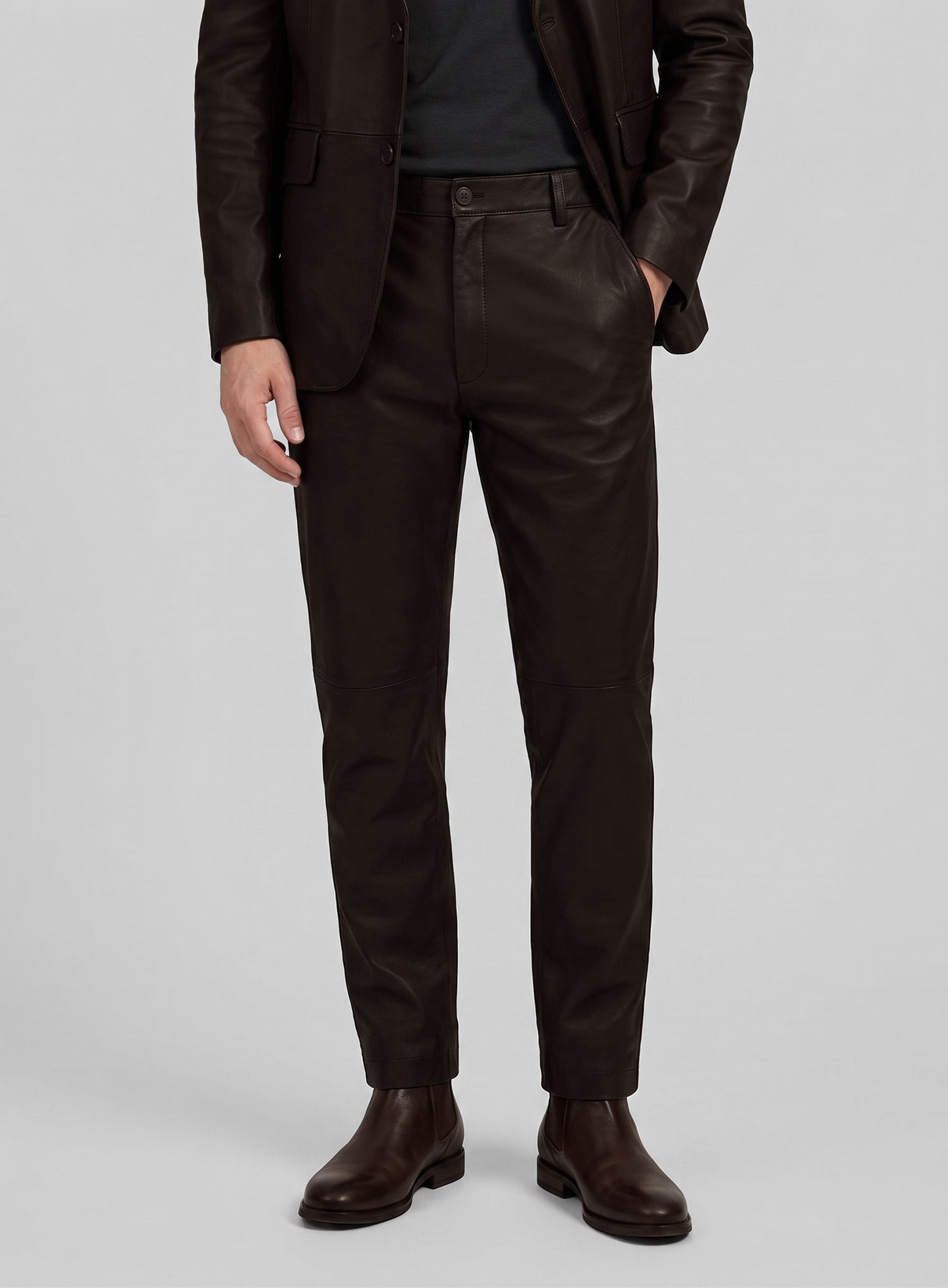 Dark Brown Lambskin Leather Suit