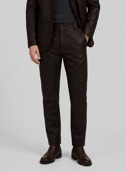 Dark Brown Lambskin Leather Suit