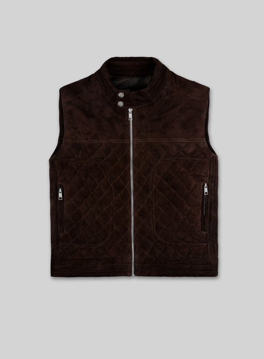 Soft Dark Brown Suede Leather Vest # 324