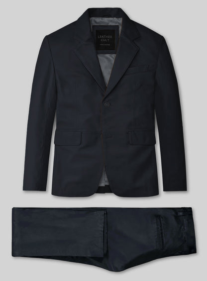 Deep Blue Lambskin Leather Suit