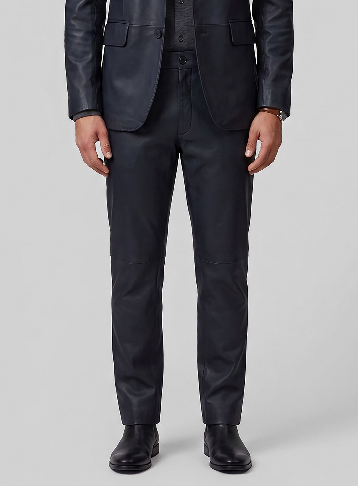 Deep Blue Lambskin Leather Suit
