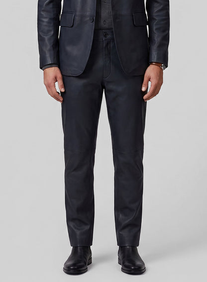 Deep Blue Lambskin Leather Suit