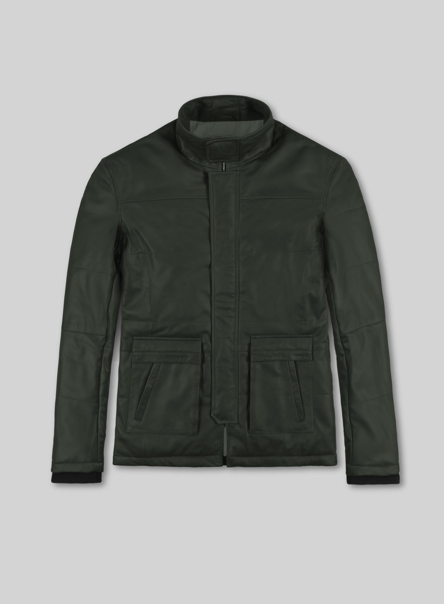 Deep Olive Lambskin Leather Jacket # 1000