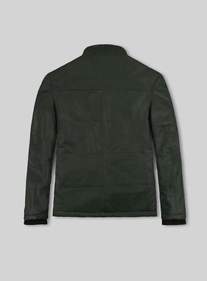 Deep Olive Lambskin Leather Jacket # 1000