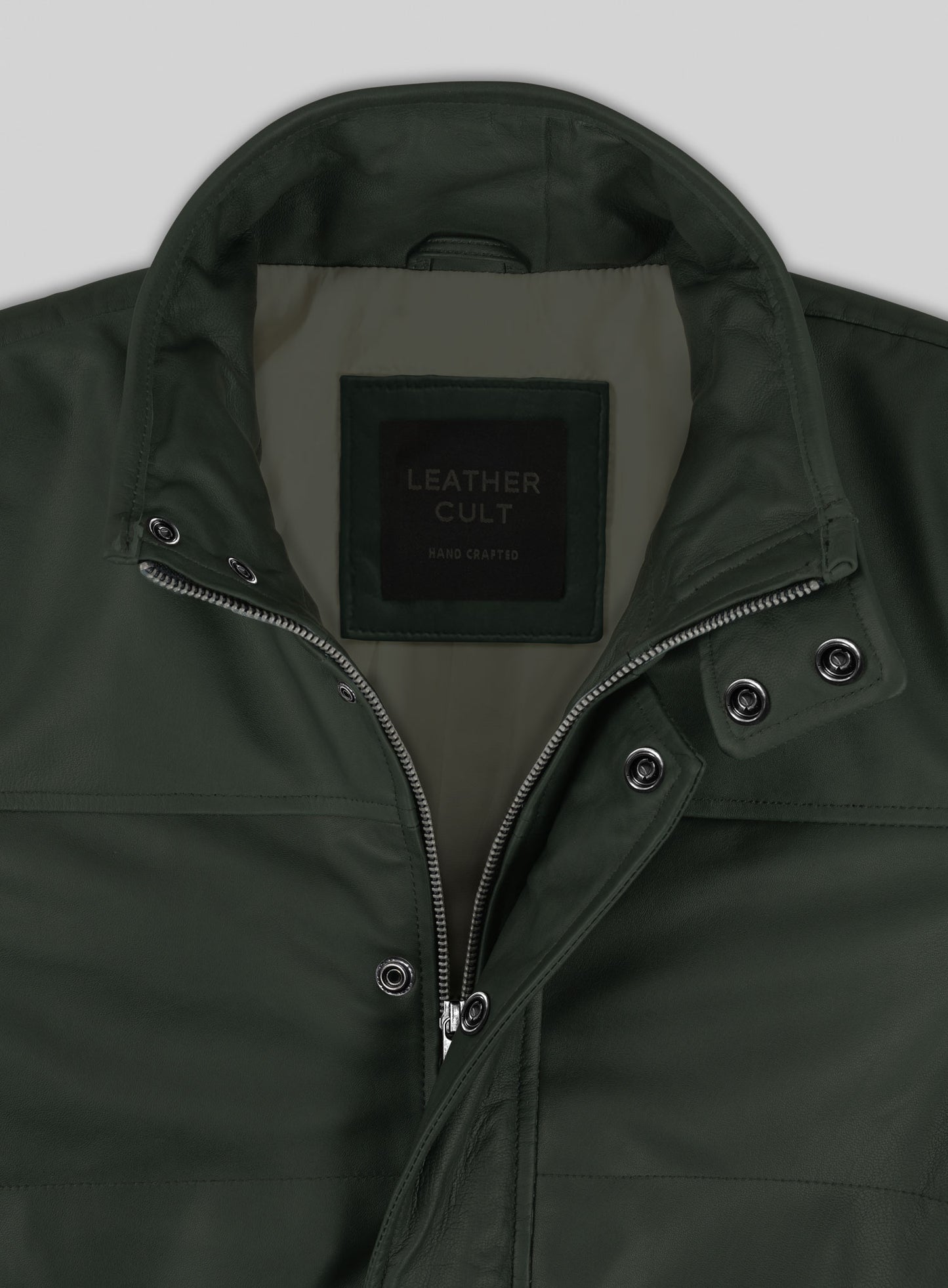 Deep Olive Lambskin Leather Jacket # 1000