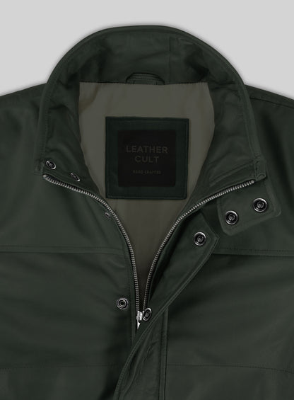 Deep Olive Lambskin Leather Jacket # 1000