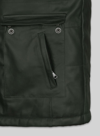 Deep Olive Lambskin Leather Jacket # 1000