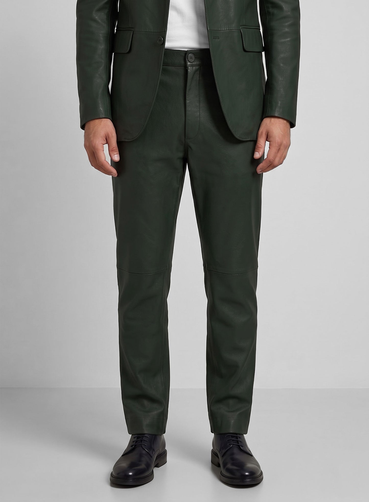 Deep Olive Lambskin Leather Suit