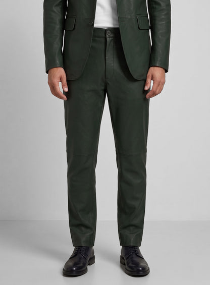 Deep Olive Lambskin Leather Suit