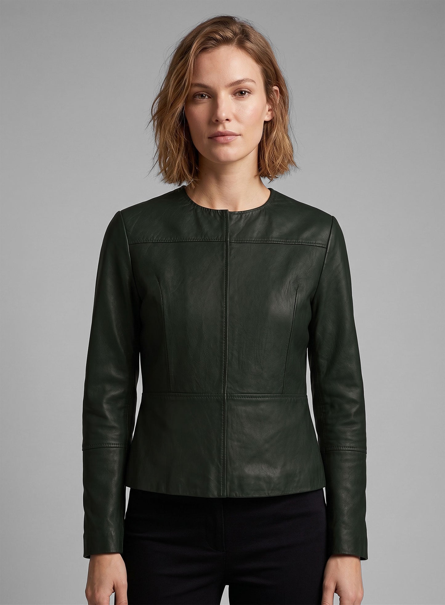 Deep Olive Lambskin Leather Top Style # 63