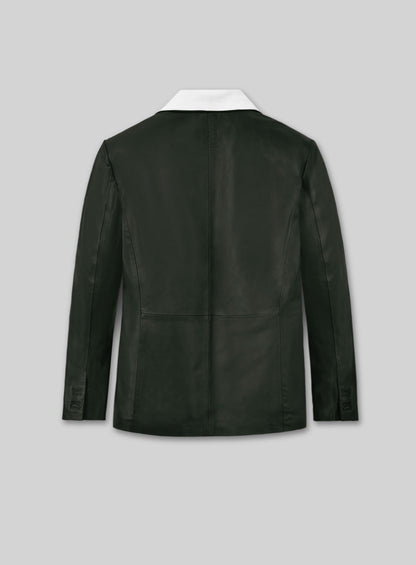 Deep Olive Wax Hampton Lambskin Leather Blazer