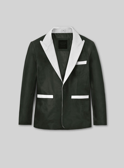 Deep Olive Wax Hampton Lambskin Leather Blazer