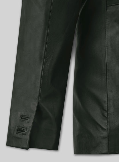 Deep Olive Wax Hampton Lambskin Leather Blazer