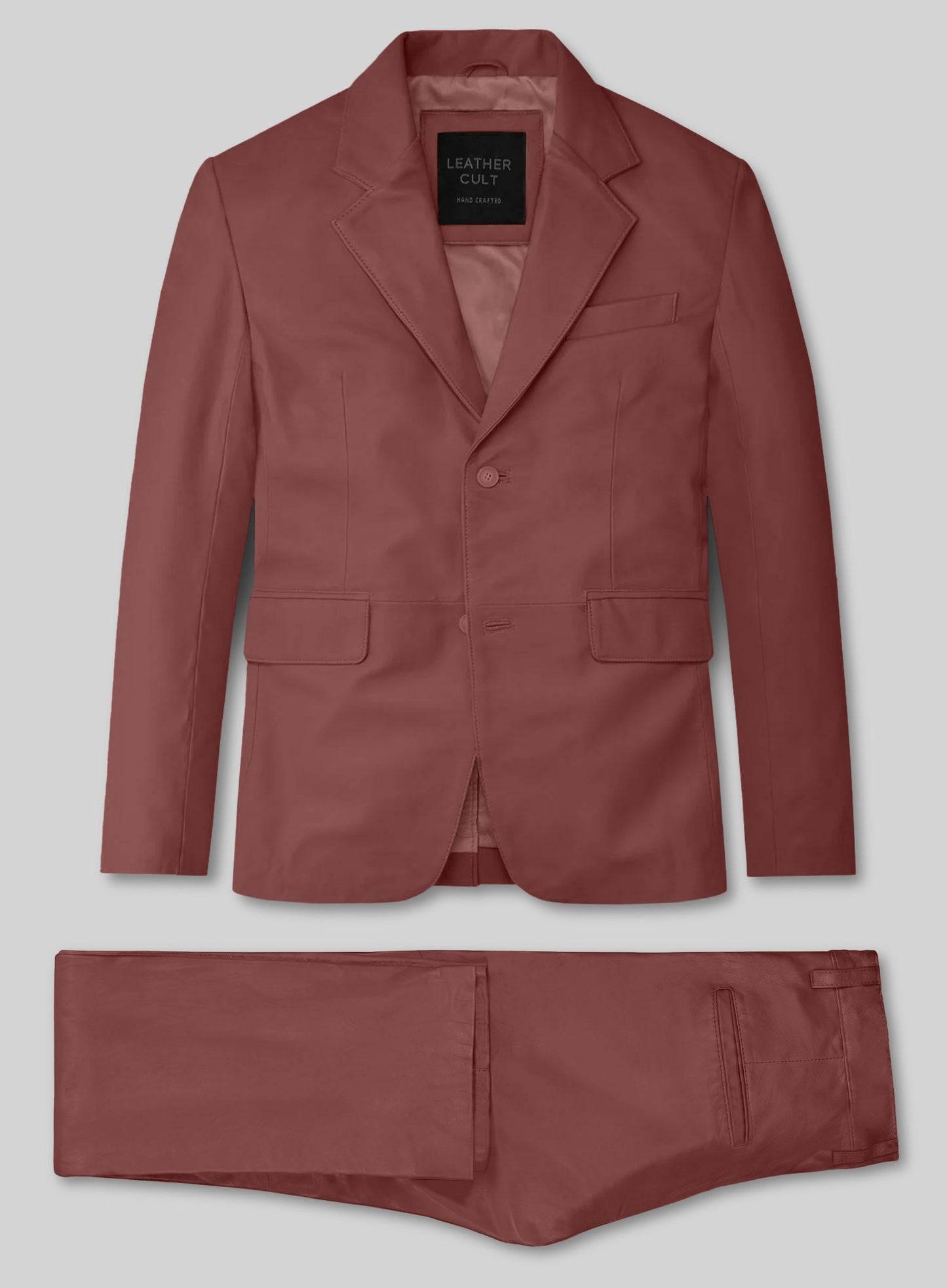 Fermented Burgundy Lambskin Leather Suit