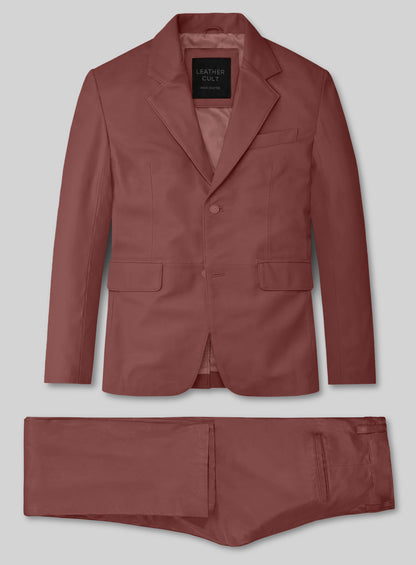 Fermented Burgundy Lambskin Leather Suit