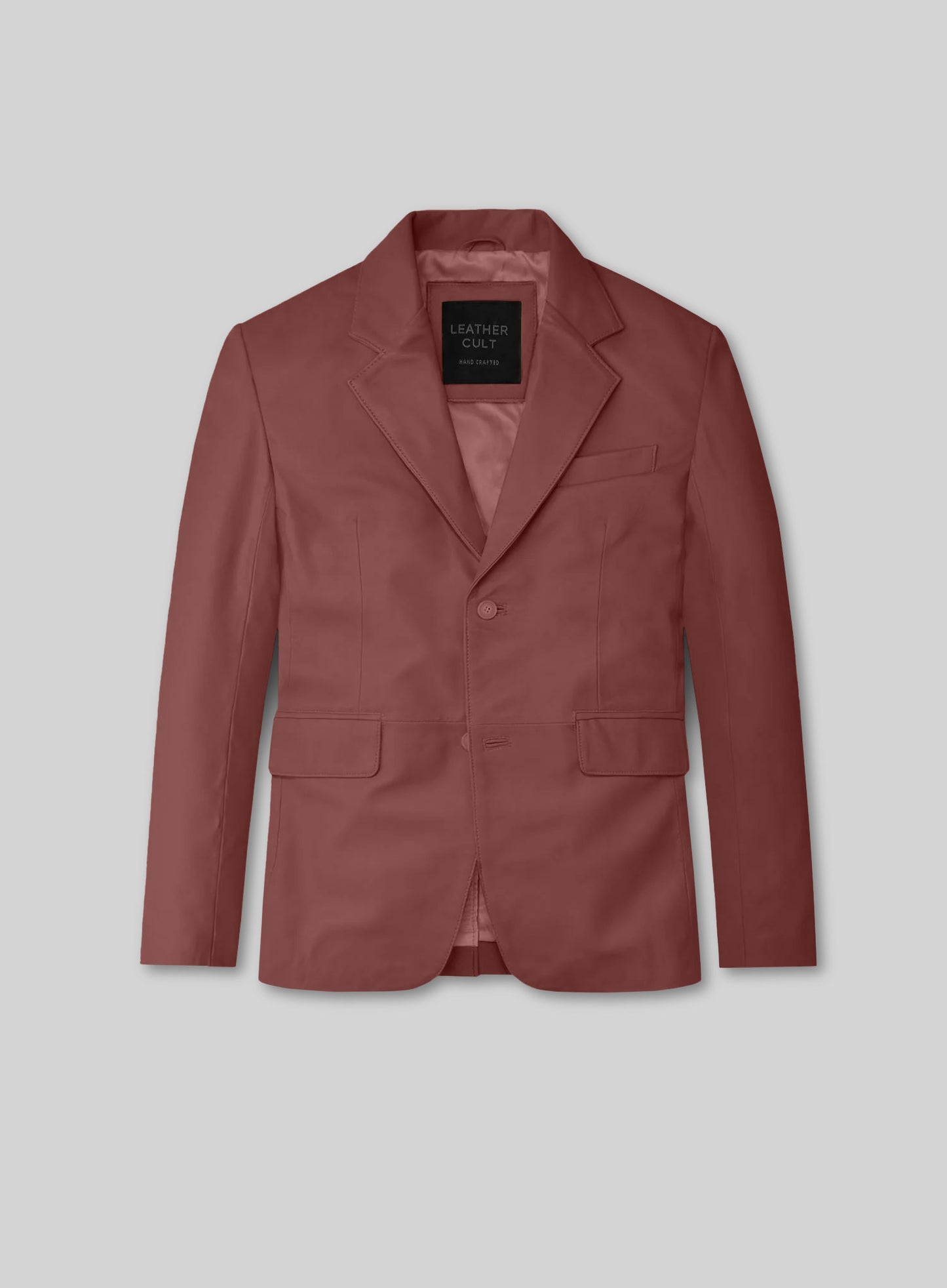 Fermented Burgundy Lambskin Leather Blazer
