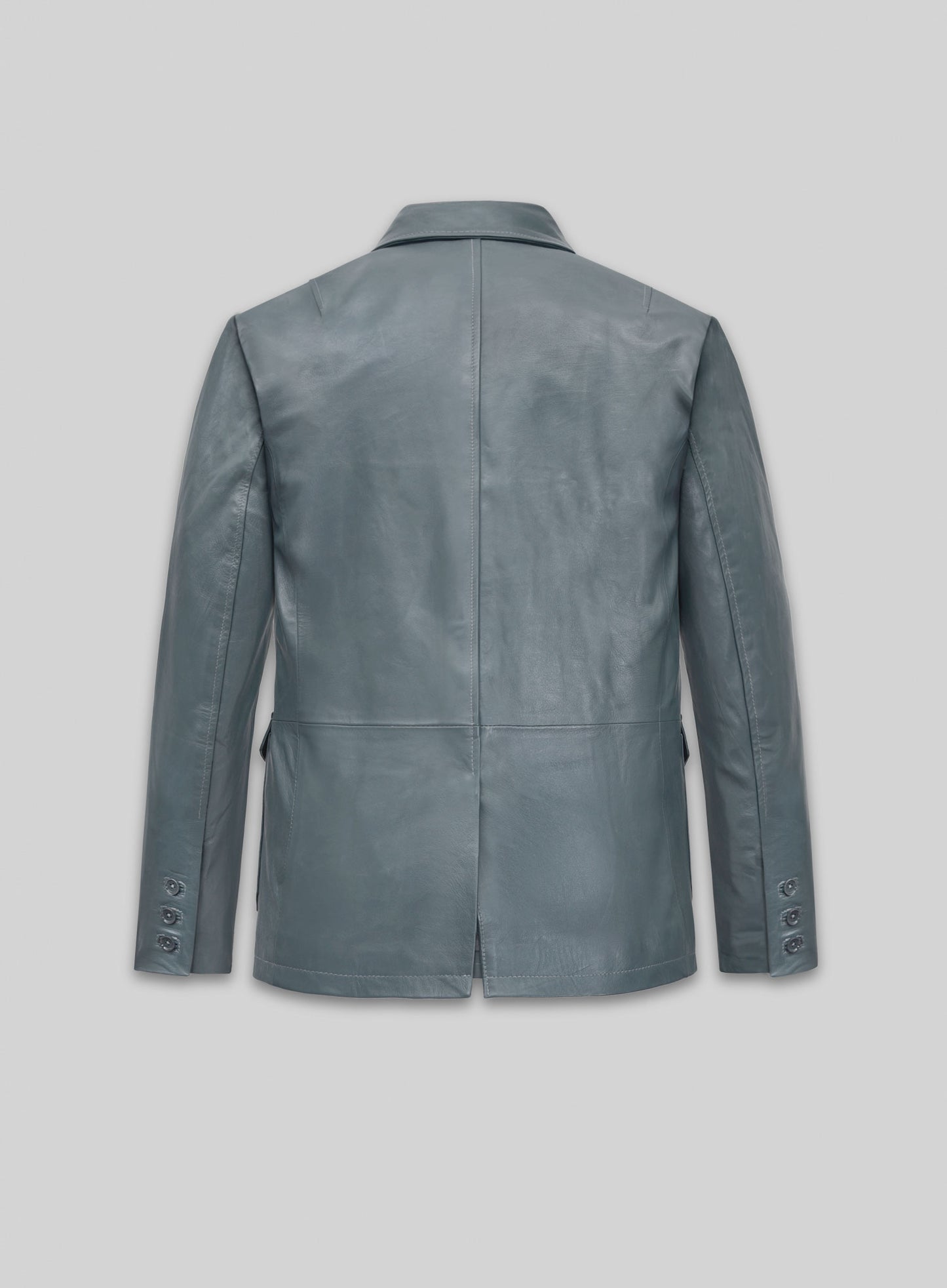 Sherpa Gray Washed and Wax Lambskin Leather Blazer - #712