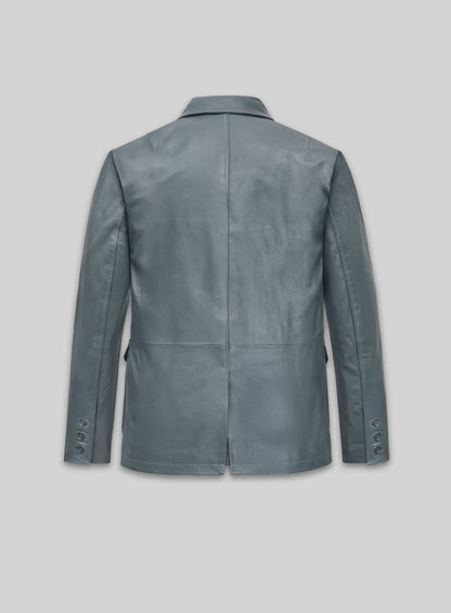 Sherpa Gray Washed and Wax Lambskin Leather Blazer - #712