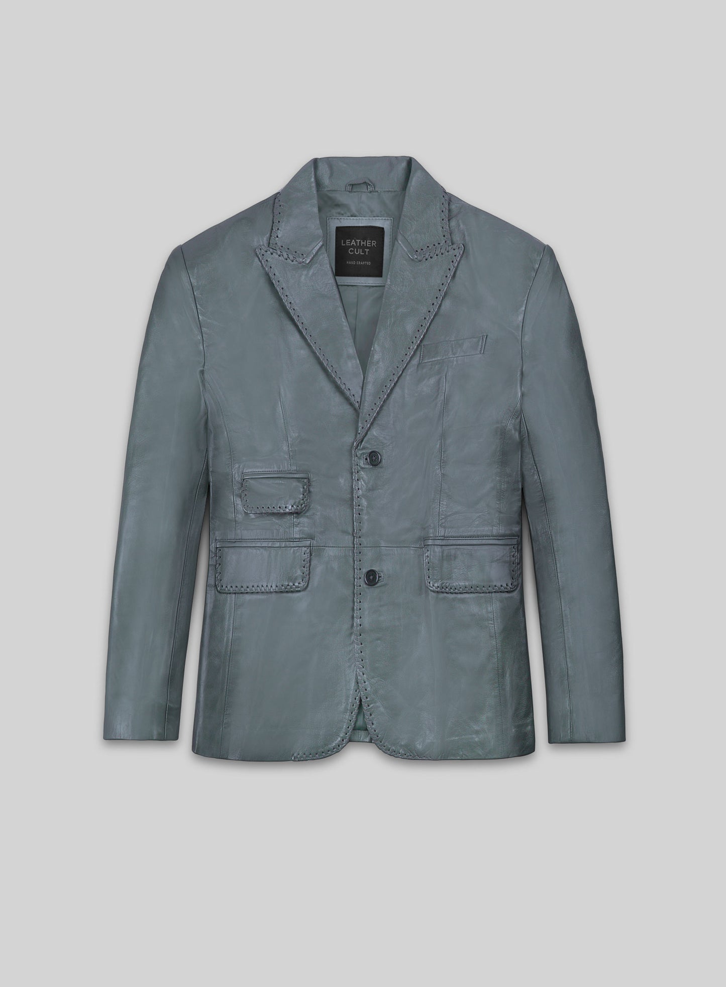 Soft Sherpa Gray Washed and Wax Medieval Leather Blazer