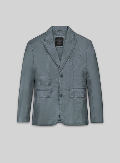 Soft Sherpa Gray Washed and Wax Medieval Leather Blazer