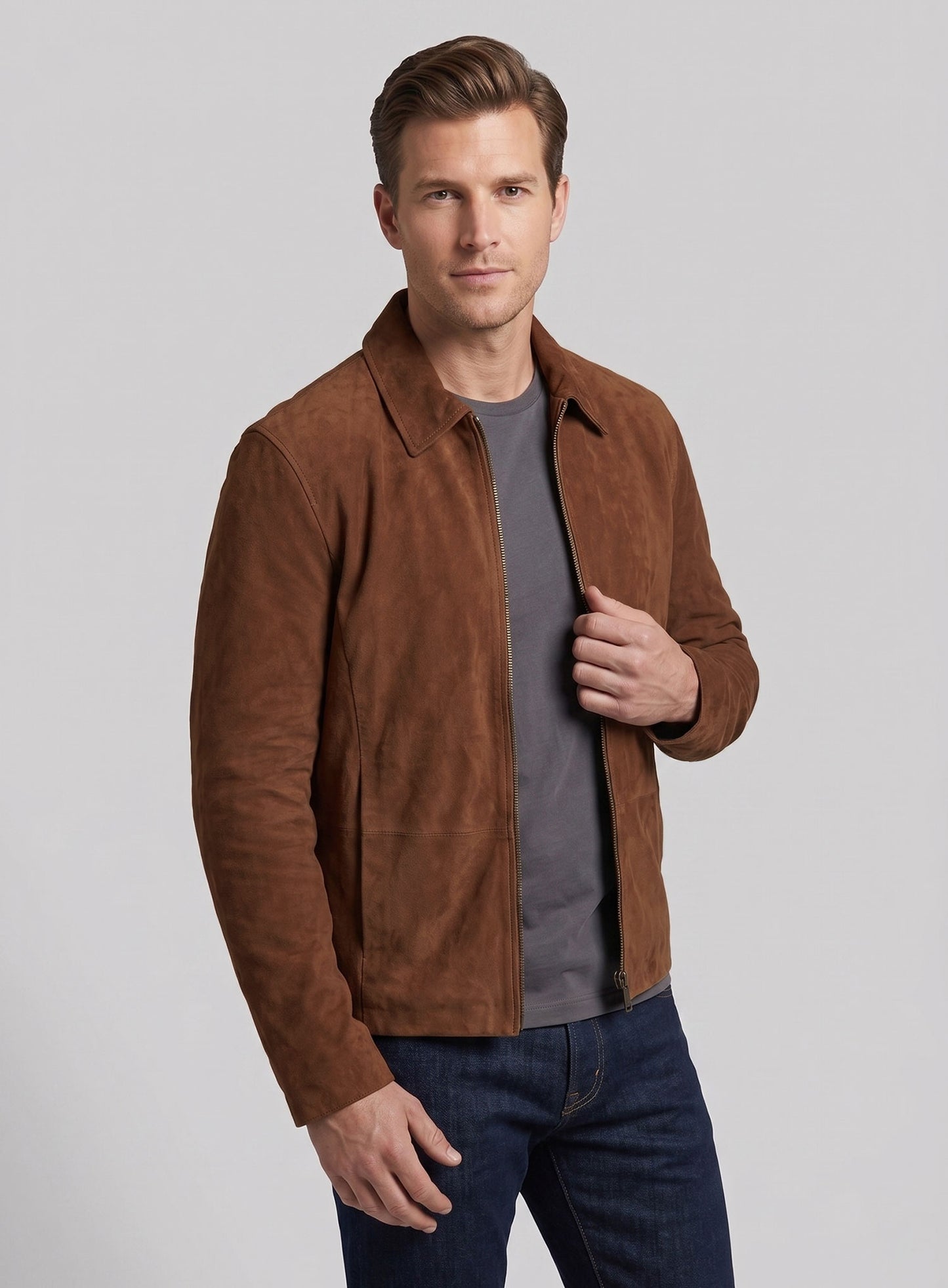 Soft Tan Brown Suede Daniel Craig Spectre Leather Jacket
