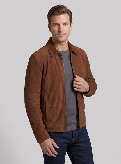 Soft Tan Brown Suede Daniel Craig Spectre Leather Jacket