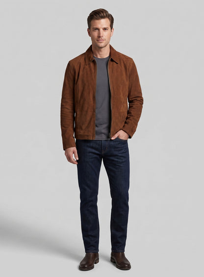 Soft Tan Brown Suede Daniel Craig Spectre Leather Jacket
