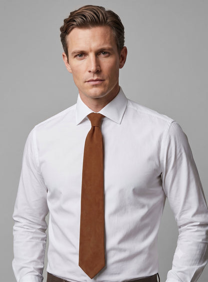 Soft Tan Brown Suede Leather Tie