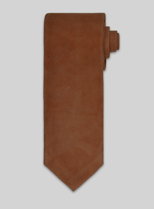 Soft Tan Brown Suede Leather Tie