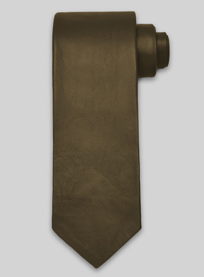 Soft Absolute Dark Green Leather Tie