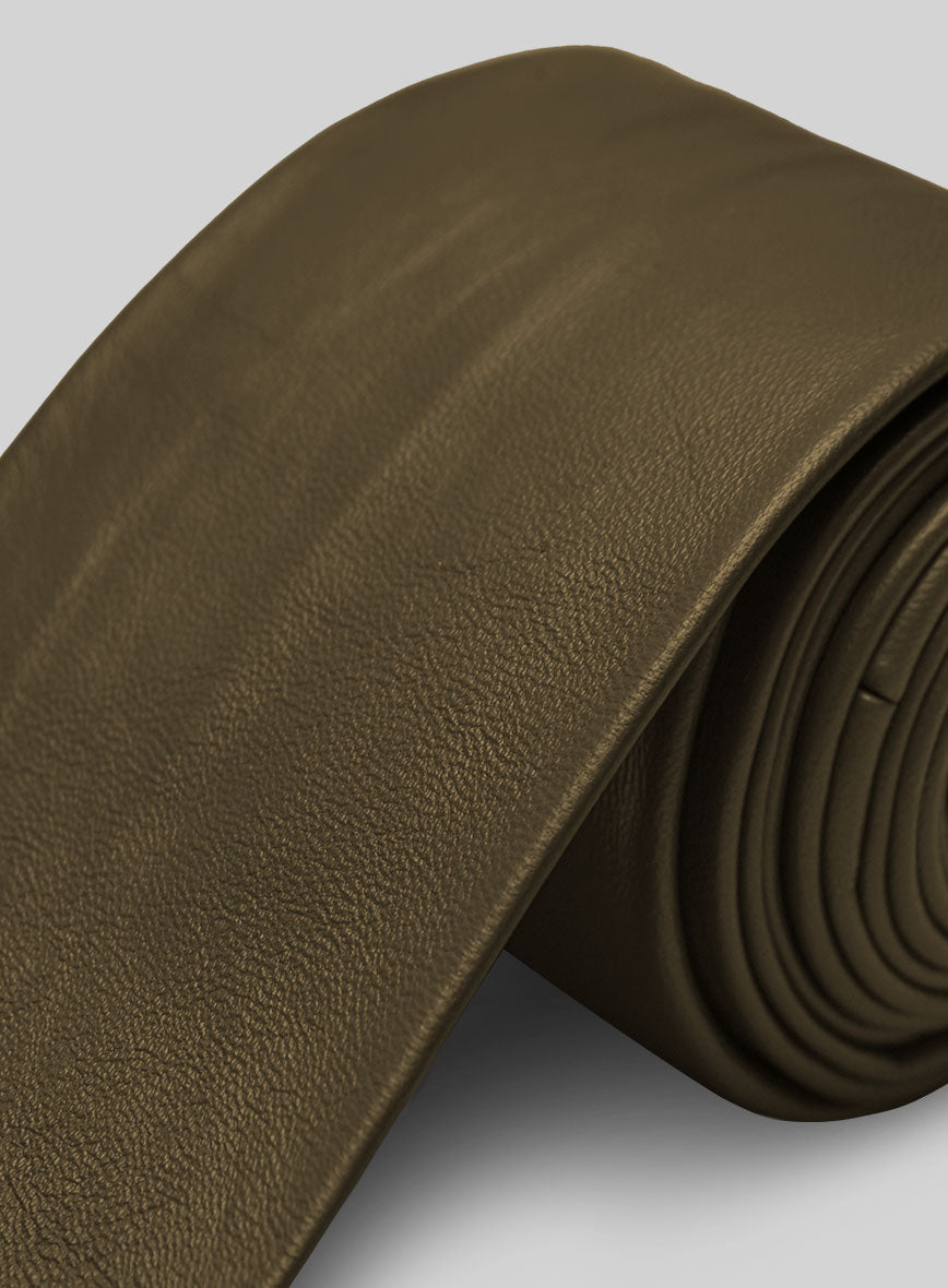 Soft Absolute Dark Green Leather Tie