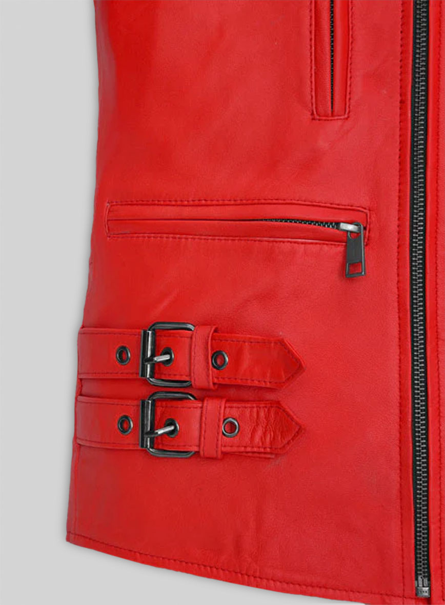 Soft Blood Red Leather Jacket # 903
