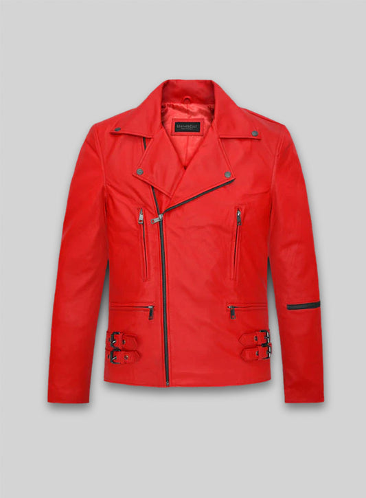 Soft Blood Red Leather Jacket # 903
