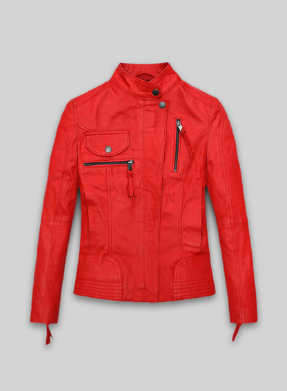 Soft Blood Red Washed and Wax Leather Jacket # 520