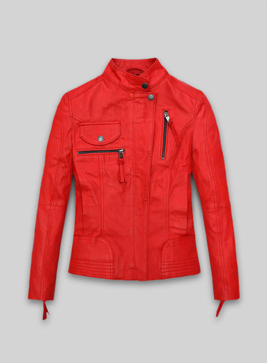 Soft Blood Red Washed and Wax Leather Jacket # 520