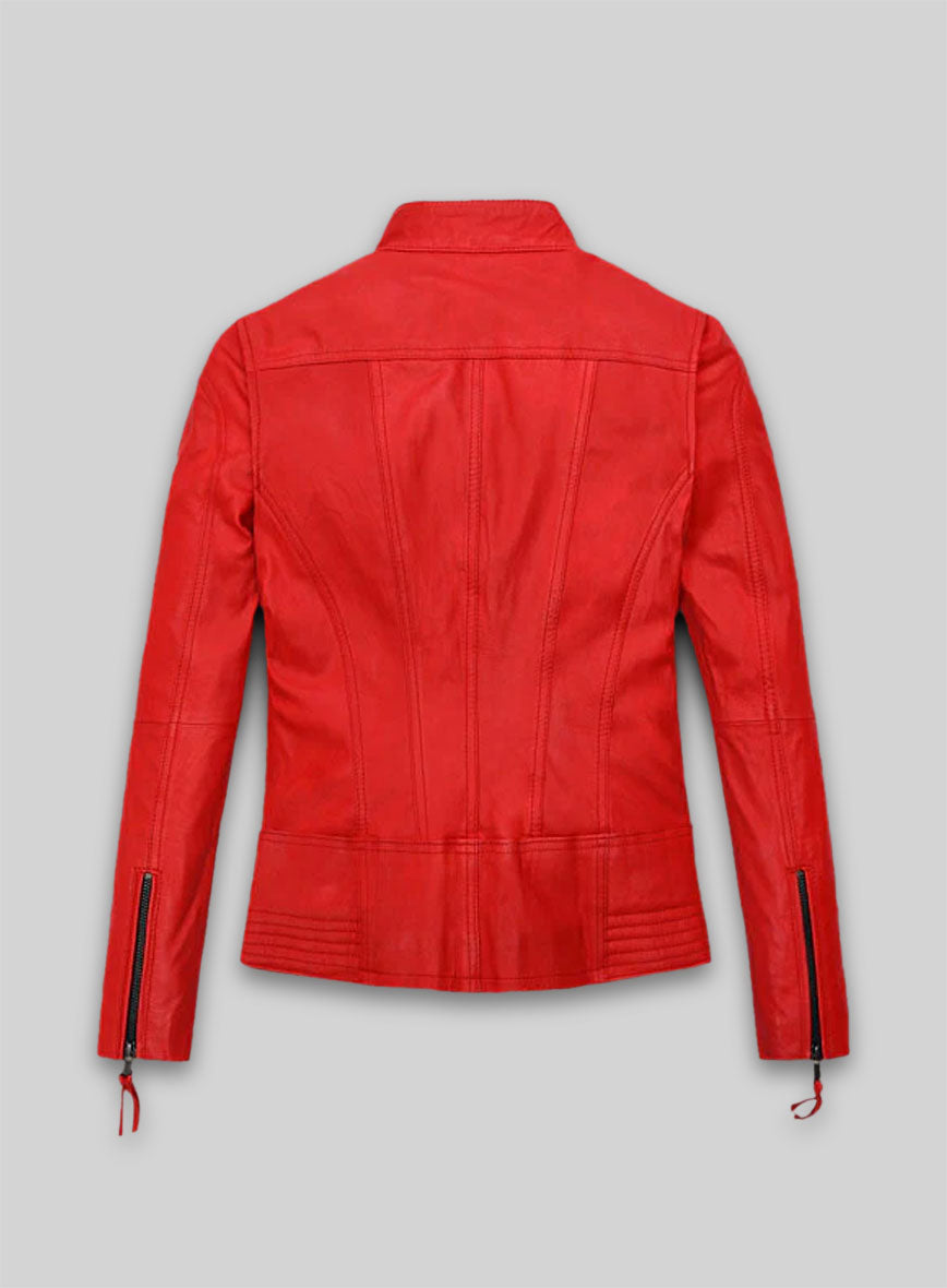 Soft Blood Red Washed and Wax Leather Jacket # 520