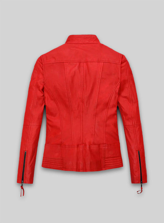 Soft Blood Red Washed and Wax Leather Jacket # 520