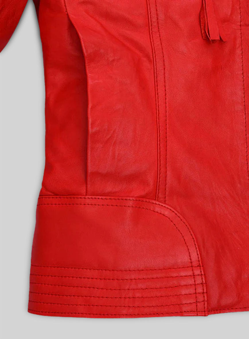 Soft Blood Red Washed and Wax Leather Jacket # 520