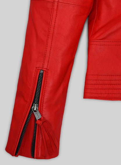 Soft Blood Red Washed and Wax Leather Jacket # 520