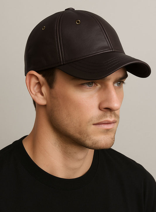 Brown Leather Sport Cap