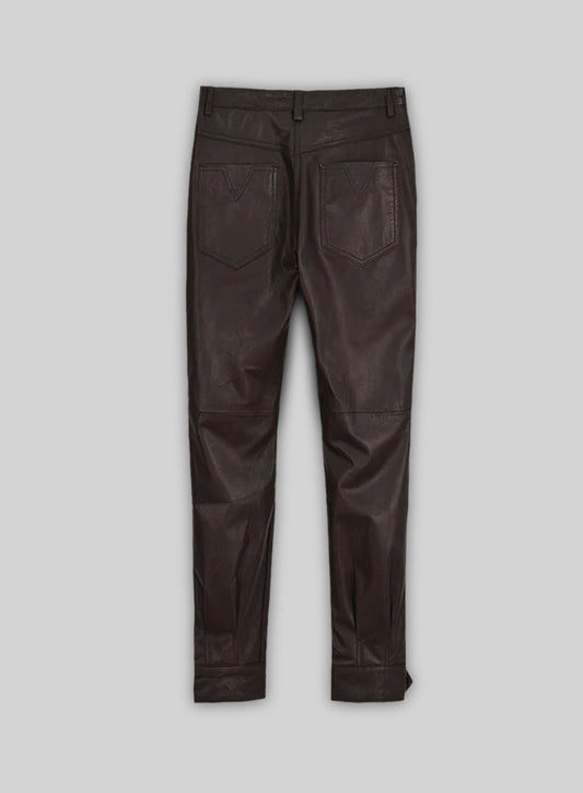 Soft Brown Selena Gomez Leather Pants #1