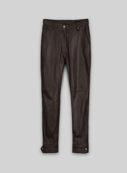 Soft Brown Selena Gomez Leather Pants #1