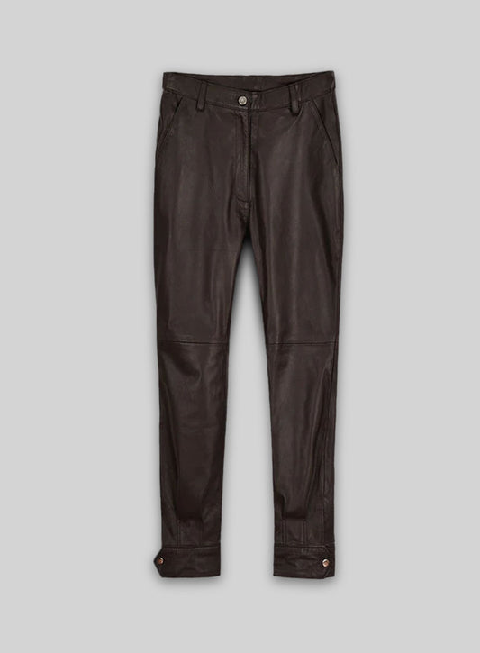 Soft Brown Selena Gomez Leather Pants #1