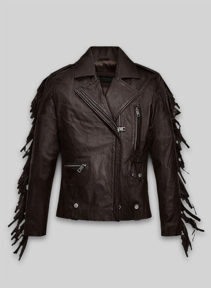 Soft Brown Washed & Wax Kendall Jenner Leather Jacket #3