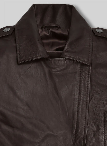 Soft Brown Washed & Wax Kendall Jenner Leather Jacket #3