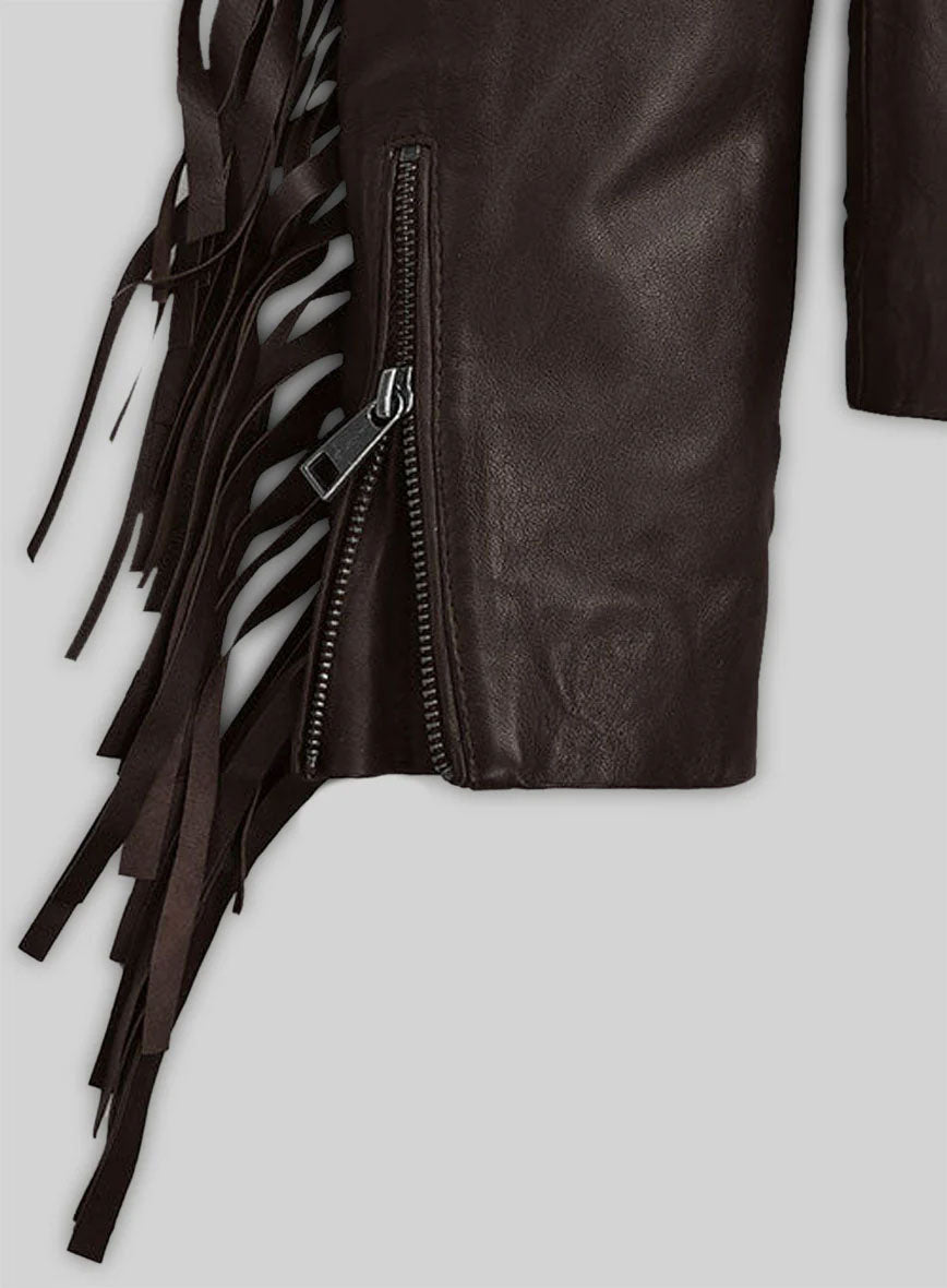 Soft Brown Washed & Wax Kendall Jenner Leather Jacket #3
