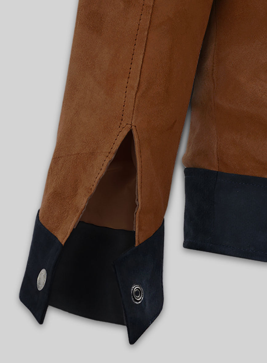 Soft Caramel Brown Suede Cristiano Ronaldo Leather Jacket #1