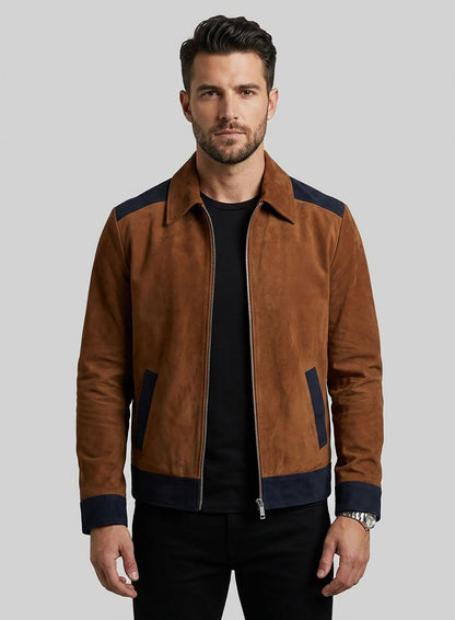 Soft Caramel Brown Suede Cristiano Ronaldo Leather Jacket #1