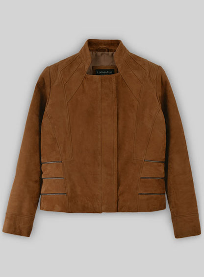 Soft Caramel Brown Suede Leather Jacket # 521 - LeatherCult